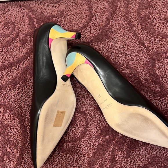 Paul smith black leather heels with rainbow heel pointed toe - Picture 4 of 4